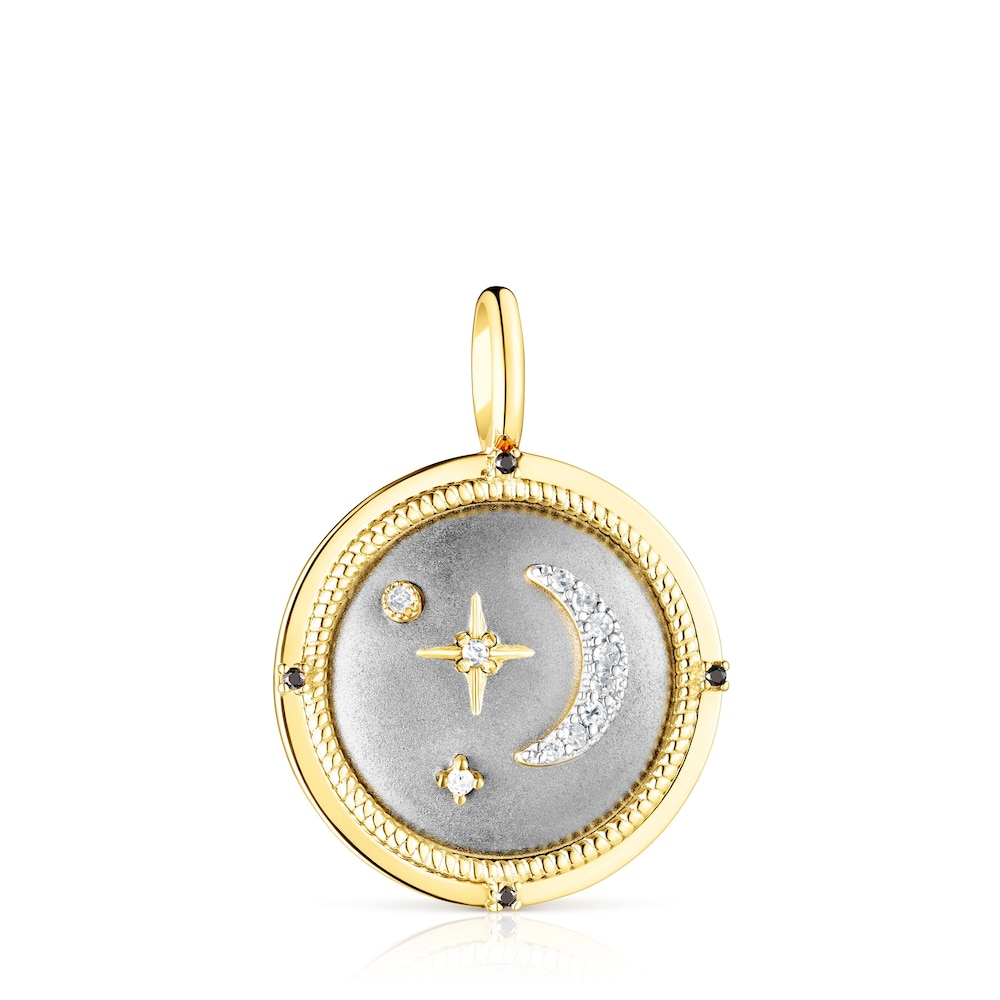 Dije luna de plata dark silver y diamantes Magic Nature