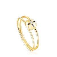 Gold Magic Nature star Ring with diamonds