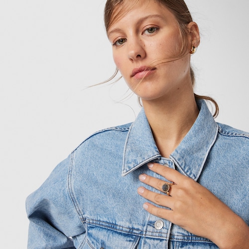 Anillo de plata vermeil, labradorita y gemas Magic Nature