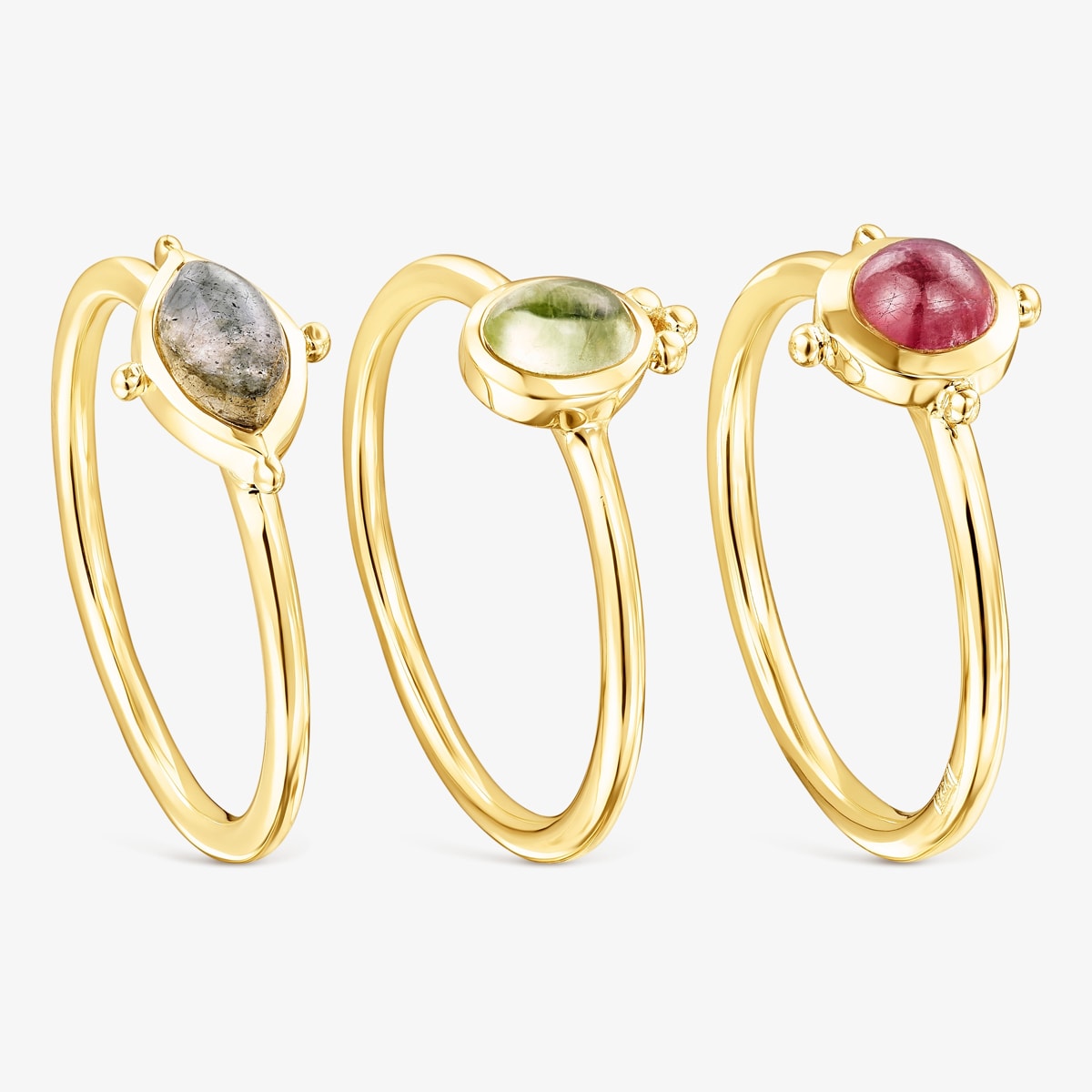 Tous - Pack De Anillos Magic Nature De Plata Vermeil Y Gemas - Dorado