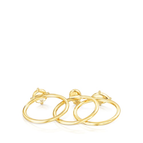 Pack de anillos Magic Nature con baño de oro 18 kt sobre plata y gemas