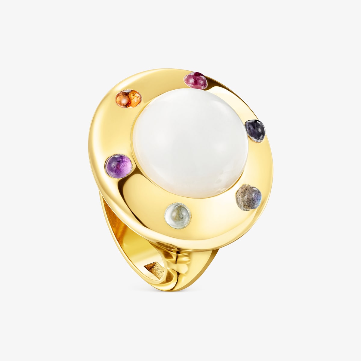 Tous - Anillo De Plata Vermeil, Piedra Luna Y Gemas Magic Nature Talla 12