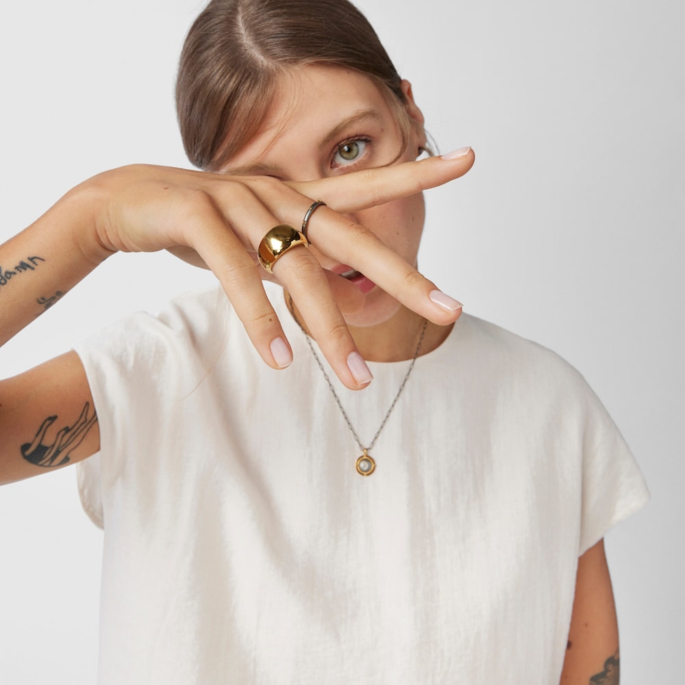 Bague anneau Magic Nature en argent dark silver et diamants