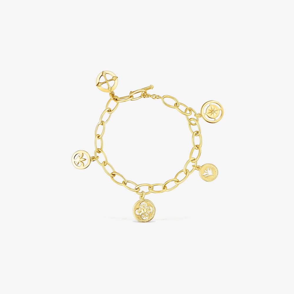 Pulsera medallas con ba&ntilde;o de oro 18 kt sobre plata Tamara Falc&oacute; X TOUS