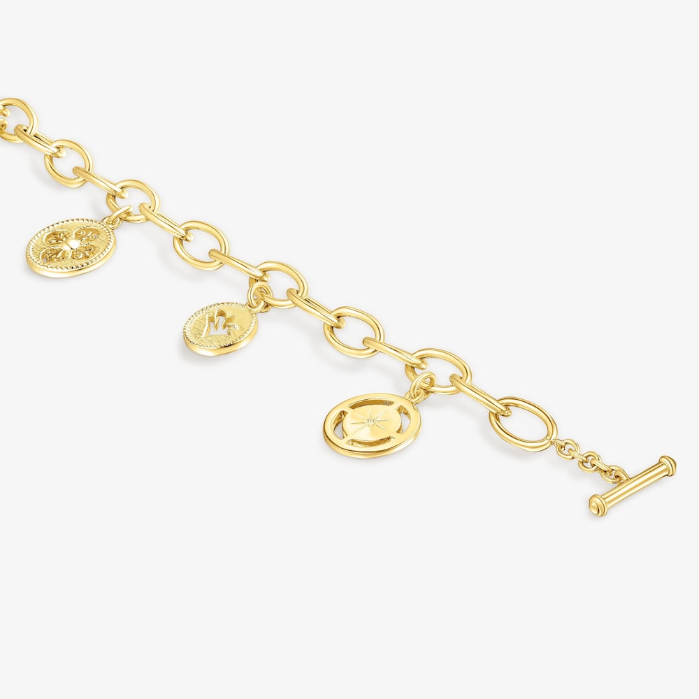Pulsera medallas con ba&ntilde;o de oro 18 kt sobre plata Tamara Falc&oacute; X TOUS
