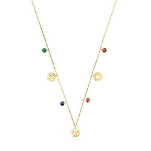 Collar medallas y gemas con ba&ntilde;o de oro 18 kt sobre plata Tamara Falc&oacute; X TOUS image number 0