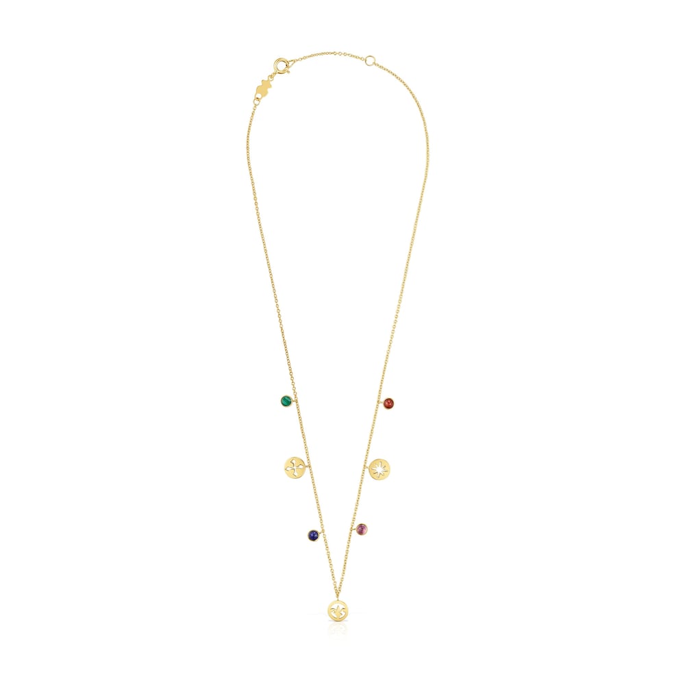 Collar medallas y gemas con ba&ntilde;o de oro 18 kt sobre plata Tamara Falc&oacute; X TOUS