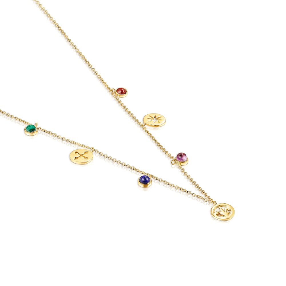 Collar medallas y gemas con ba&ntilde;o de oro 18 kt sobre plata Tamara Falc&oacute; X TOUS