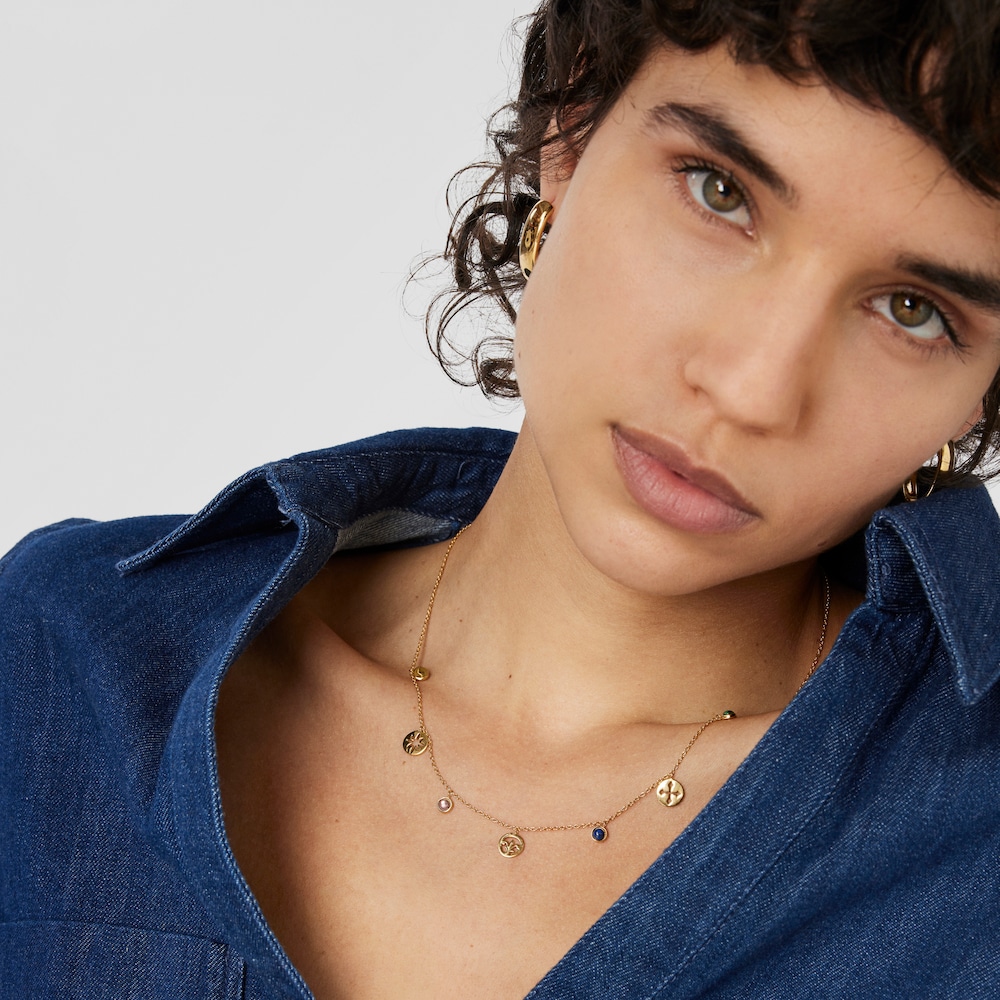 Collar medallas y gemas con ba&ntilde;o de oro 18 kt sobre plata Tamara Falc&oacute; X TOUS