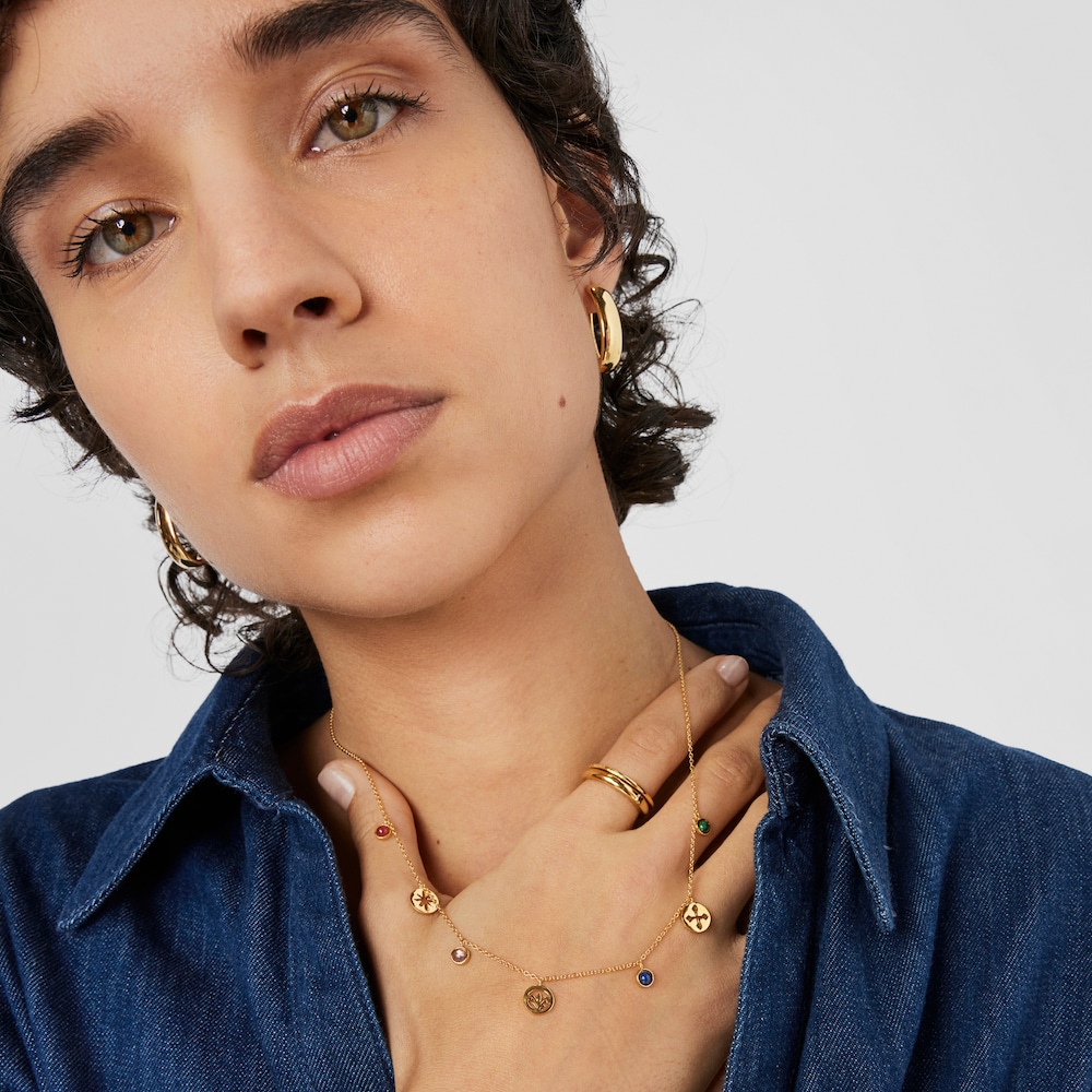 Collar medallas y gemas con ba&ntilde;o de oro 18 kt sobre plata Tamara Falc&oacute; X TOUS