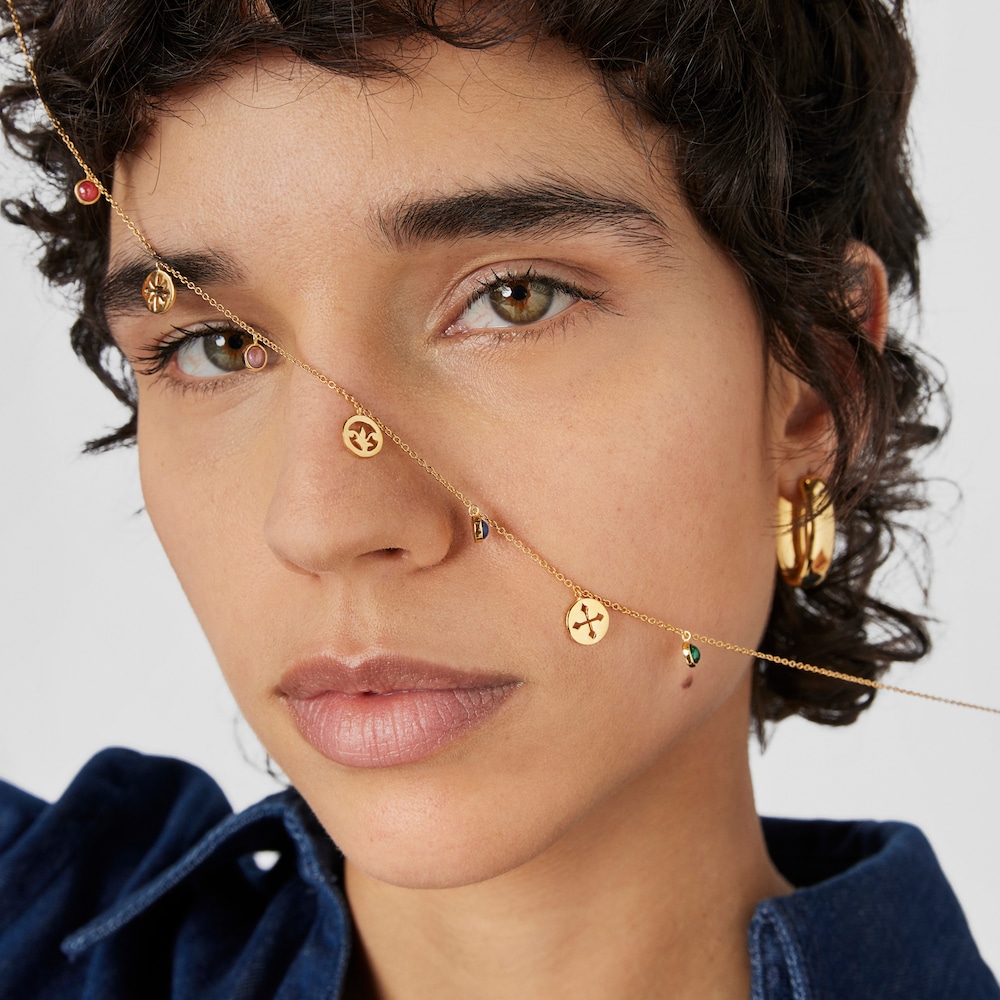 Collar medallas y gemas con ba&ntilde;o de oro 18 kt sobre plata Tamara Falc&oacute; X TOUS