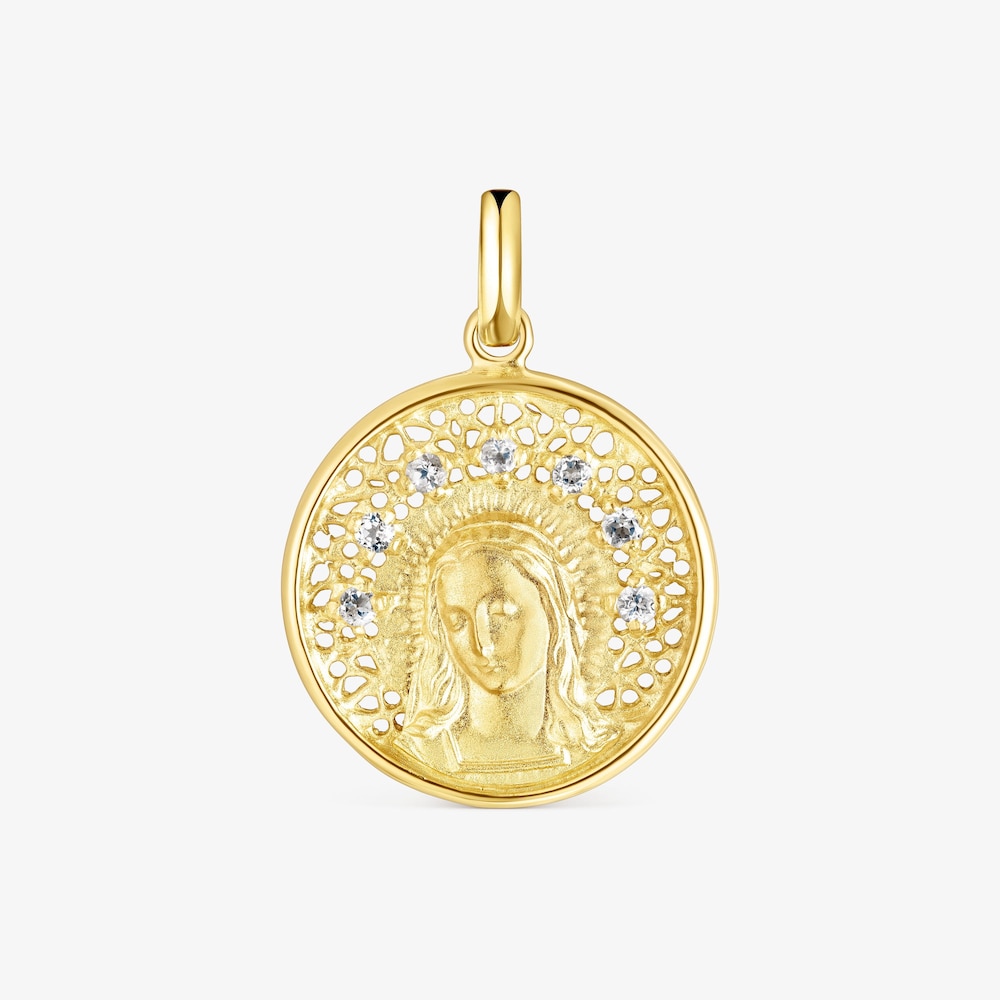Medalla peque&ntilde;a con ba&ntilde;o de oro 18 kt sobre plata y topacio Tamara Falc&oacute; X TOUS