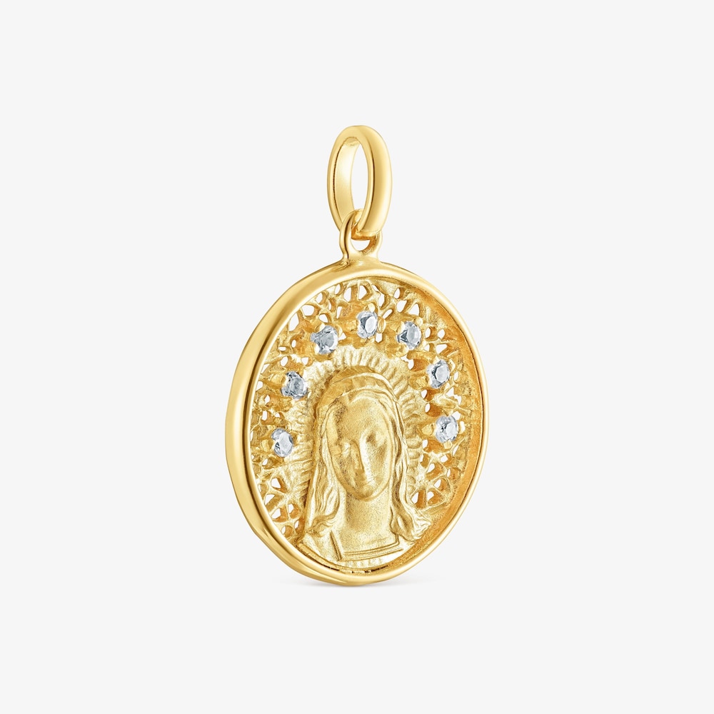 Medalla peque&ntilde;a con ba&ntilde;o de oro 18 kt sobre plata y topacio Tamara Falc&oacute; X TOUS