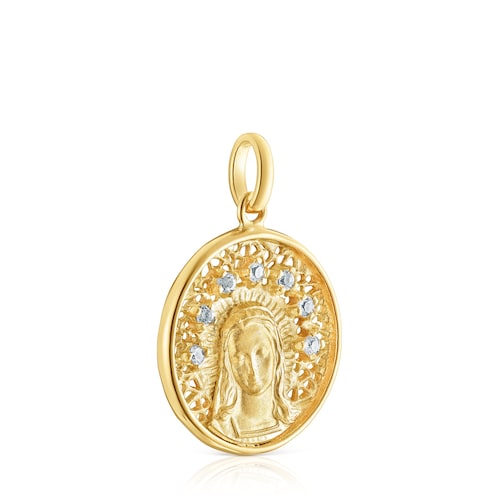 Medalla pequeña con baño de oro 18 kt sobre plata y topacio Tamara Falcó X TOUS