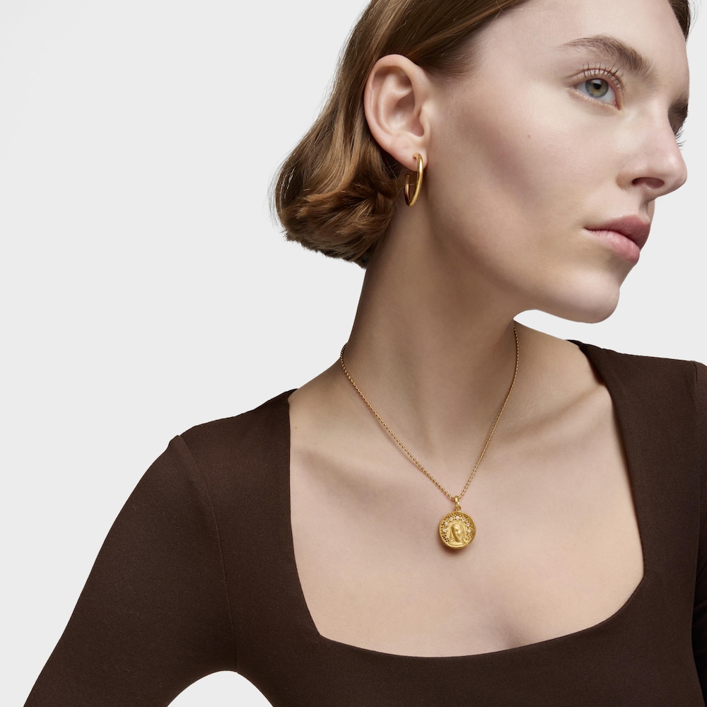 Medalla peque&ntilde;a con ba&ntilde;o de oro 18 kt sobre plata y topacio Tamara Falc&oacute; X TOUS