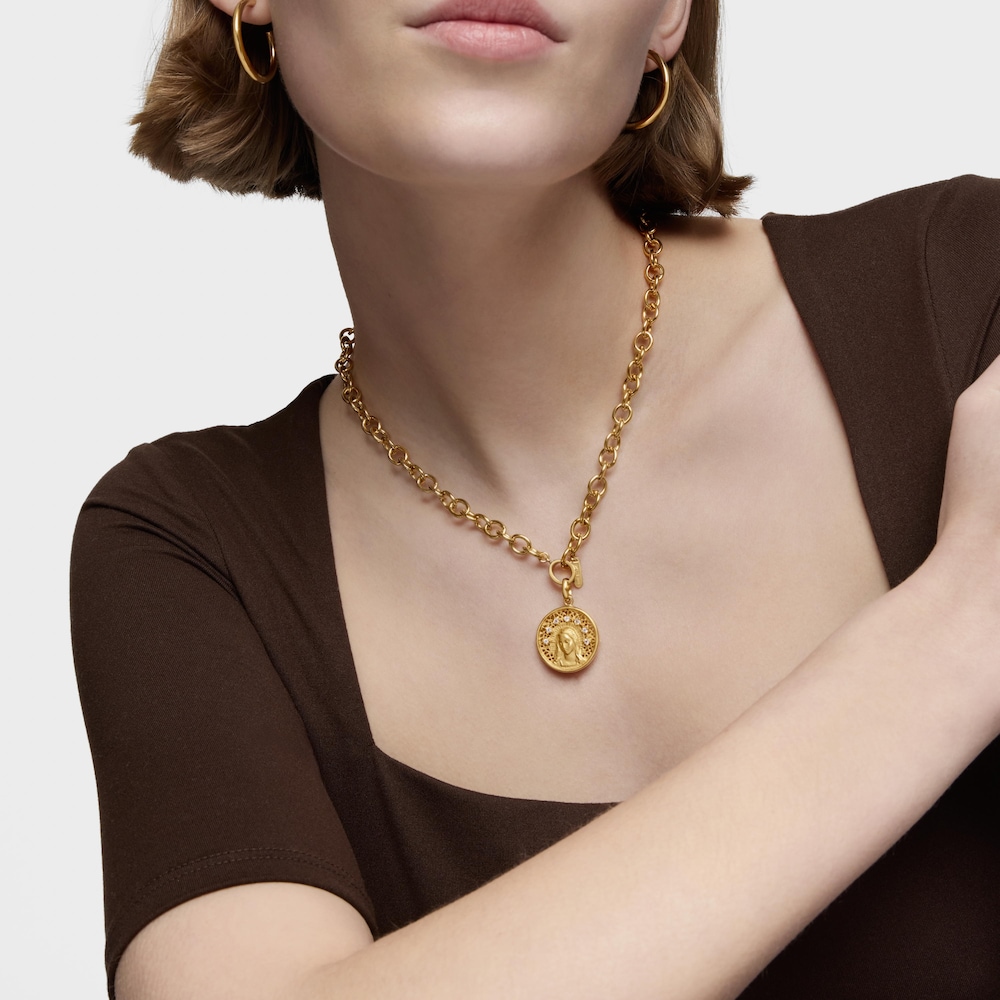 Medalla peque&ntilde;a con ba&ntilde;o de oro 18 kt sobre plata y topacio Tamara Falc&oacute; X TOUS