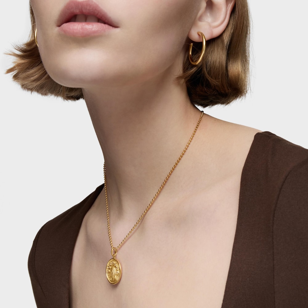 Medalla peque&ntilde;a con ba&ntilde;o de oro 18 kt sobre plata y topacio Tamara Falc&oacute; X TOUS