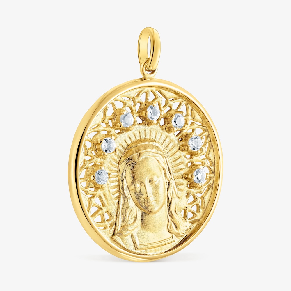 Medalla grande con ba&ntilde;o de oro 18 kt sobre plata y topacio Tamara Falc&oacute; X TOUS