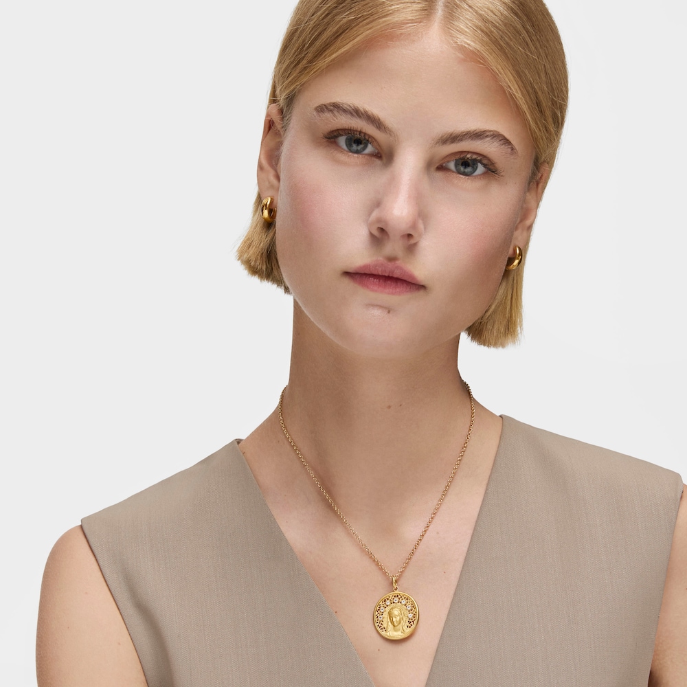 Medalla grande con ba&ntilde;o de oro 18 kt sobre plata y topacio Tamara Falc&oacute; X TOUS