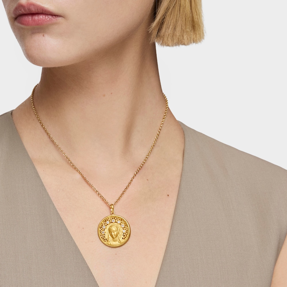 Medalla grande con ba&ntilde;o de oro 18 kt sobre plata y topacio Tamara Falc&oacute; X TOUS