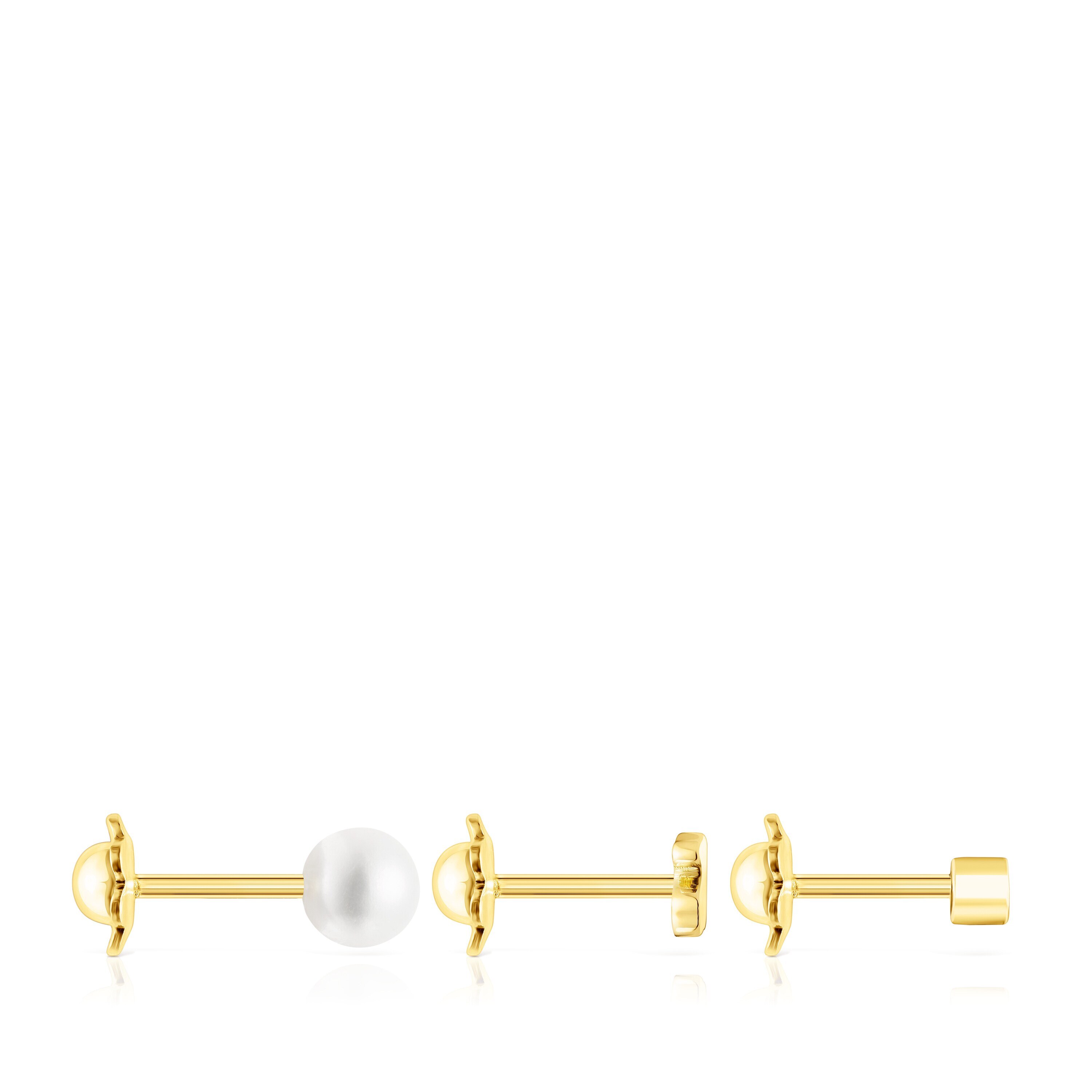 Pack of gold TOUS Pearl ear Piercings with diamond and pearl
