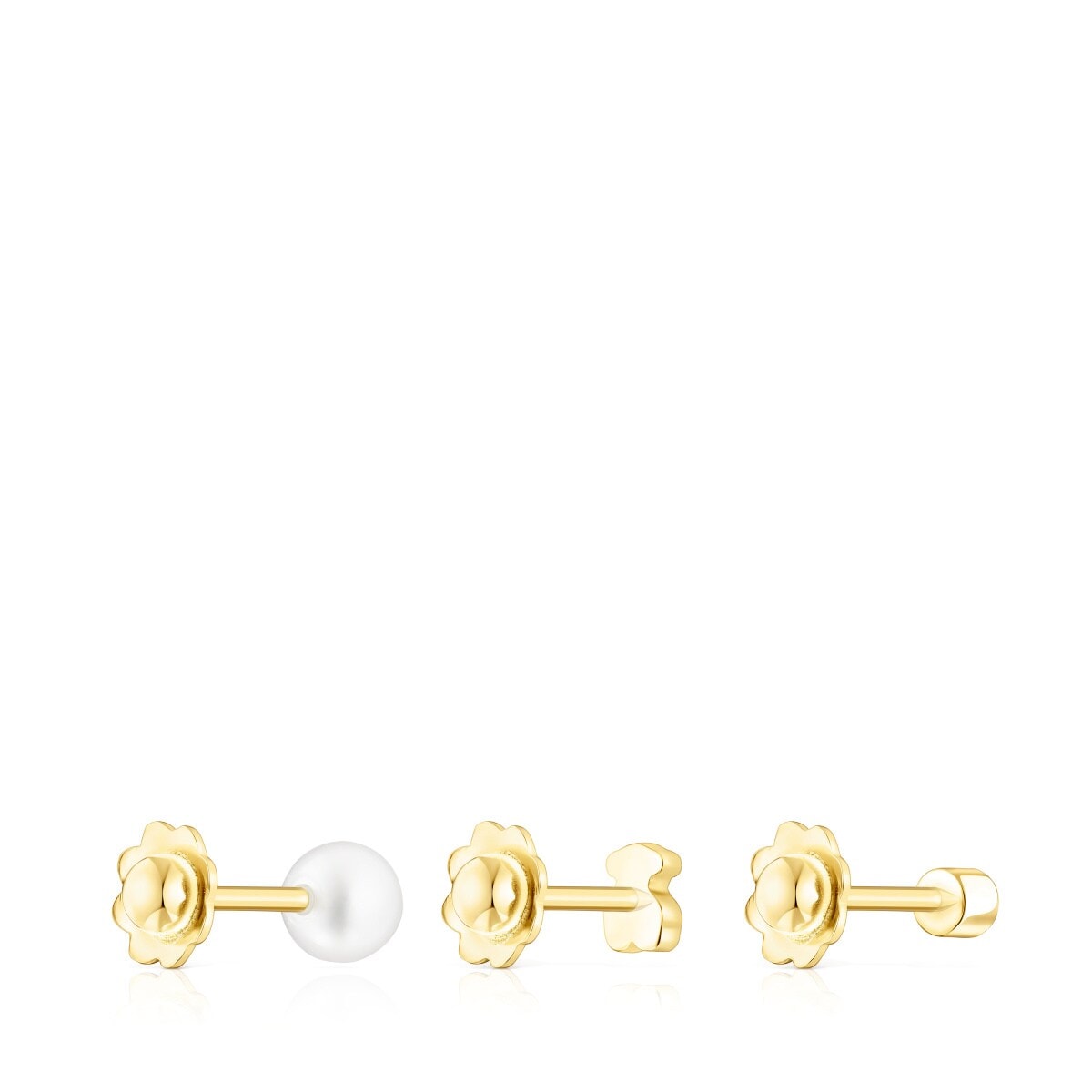 Pack of gold TOUS Pearl ear Piercings with diamond and pearl