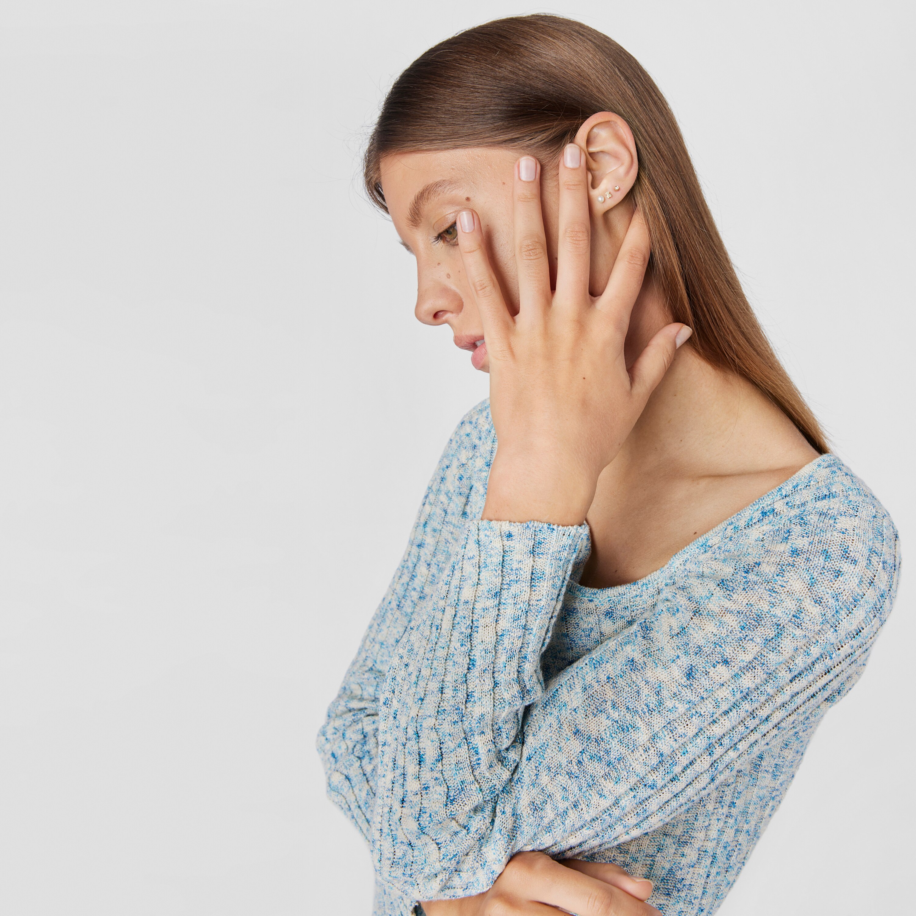 Pack of gold TOUS Pearl ear Piercings with diamond and pearl