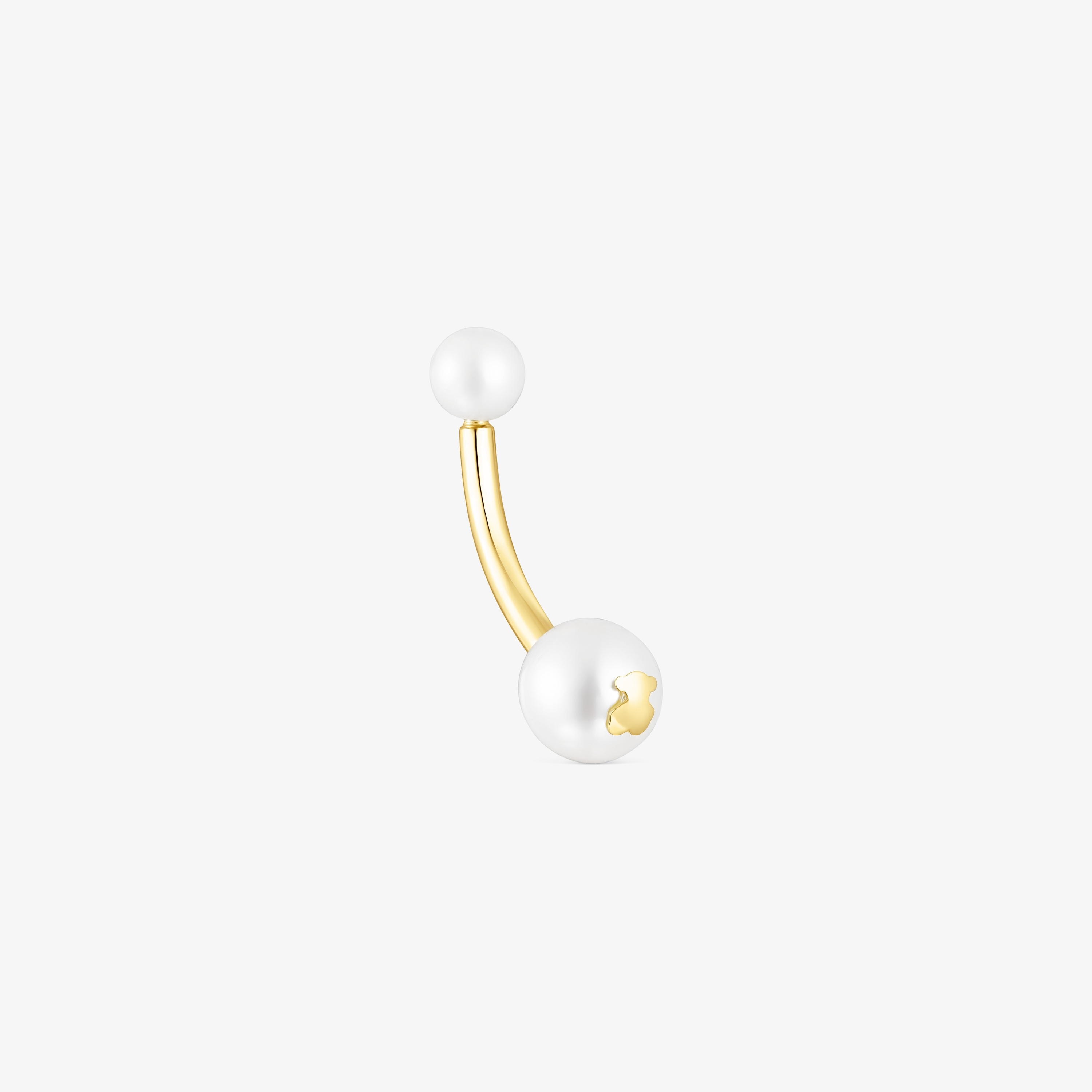 18K solid gold TOUS Pearl navel Piercing with pearls