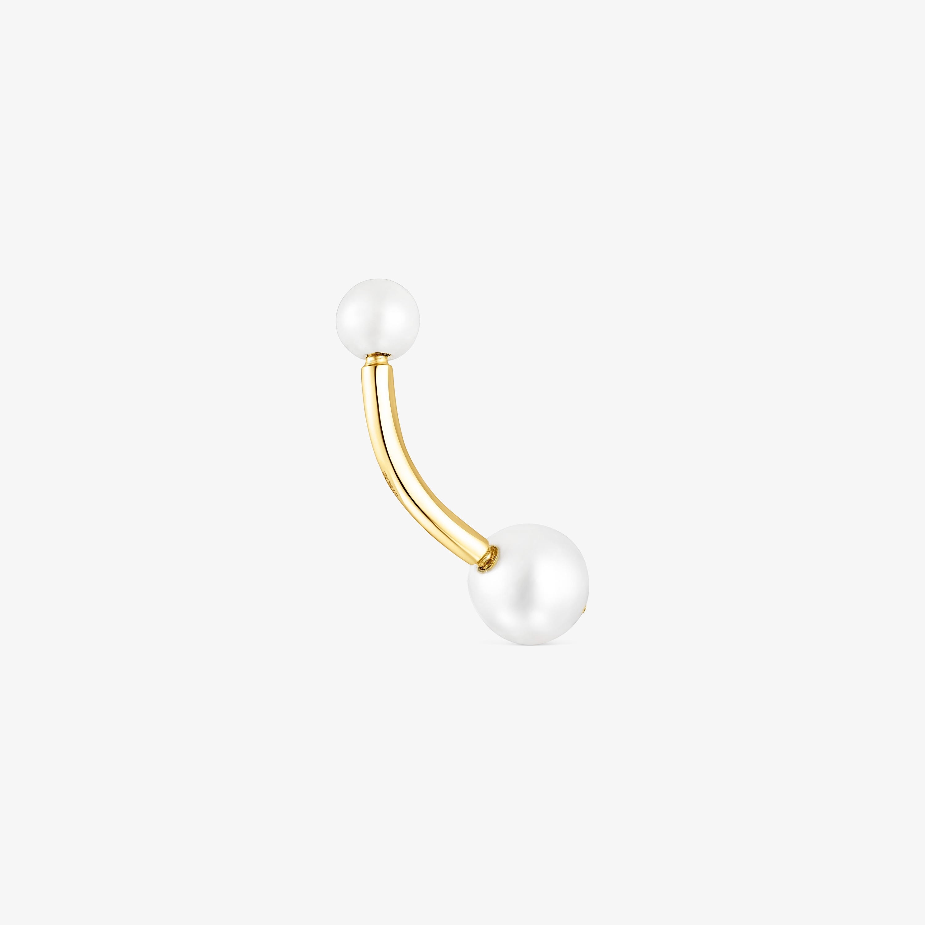 18K solid gold TOUS Pearl navel Piercing with pearls