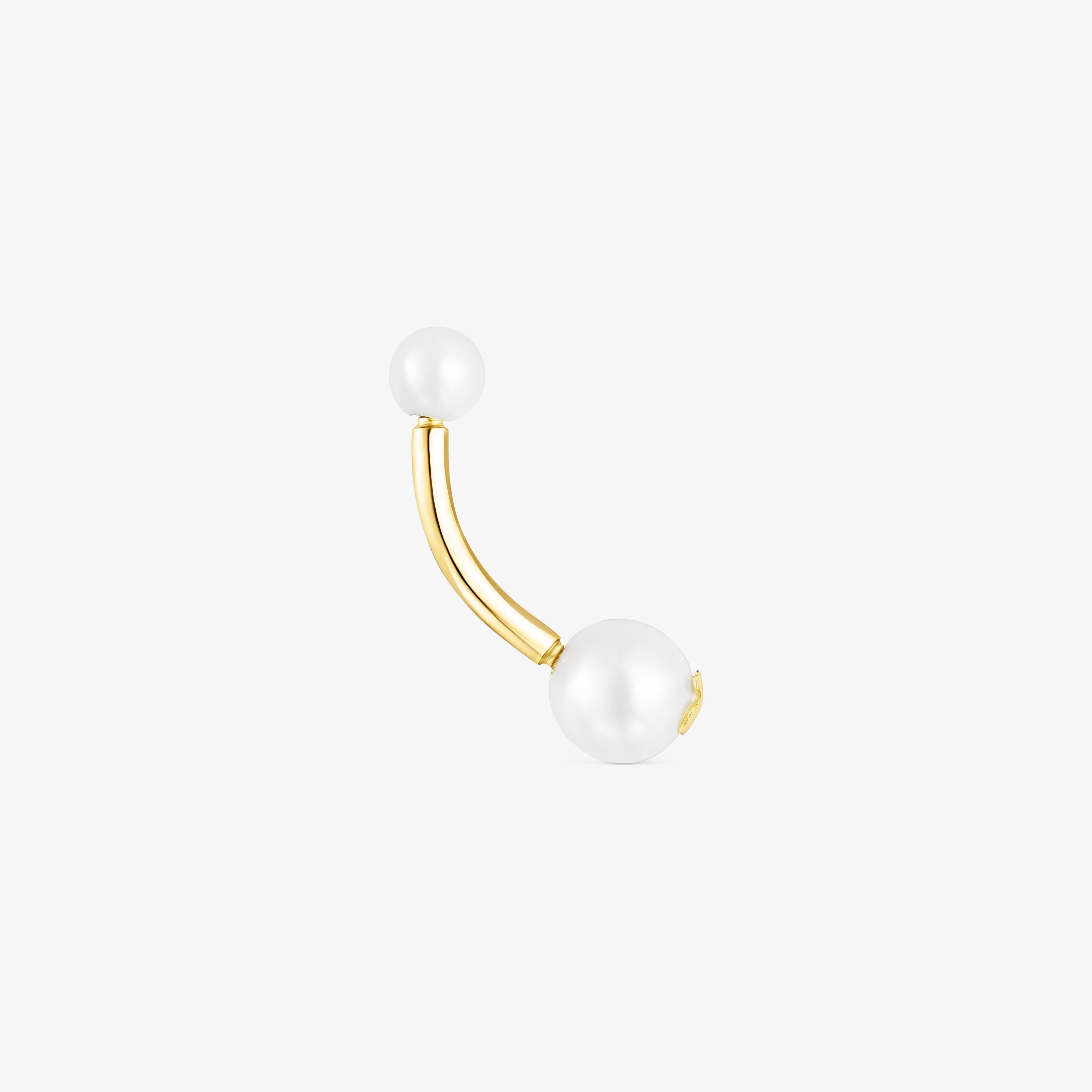 18K solid gold TOUS Pearl navel Piercing with pearls