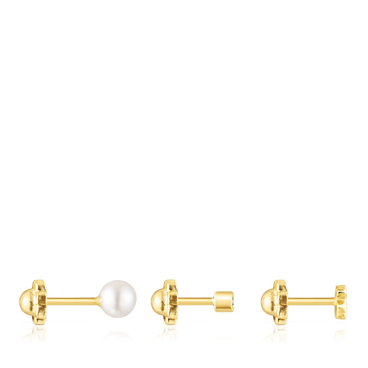 Pack of gold TOUS Pearl ear Piercings with diamond and pearl