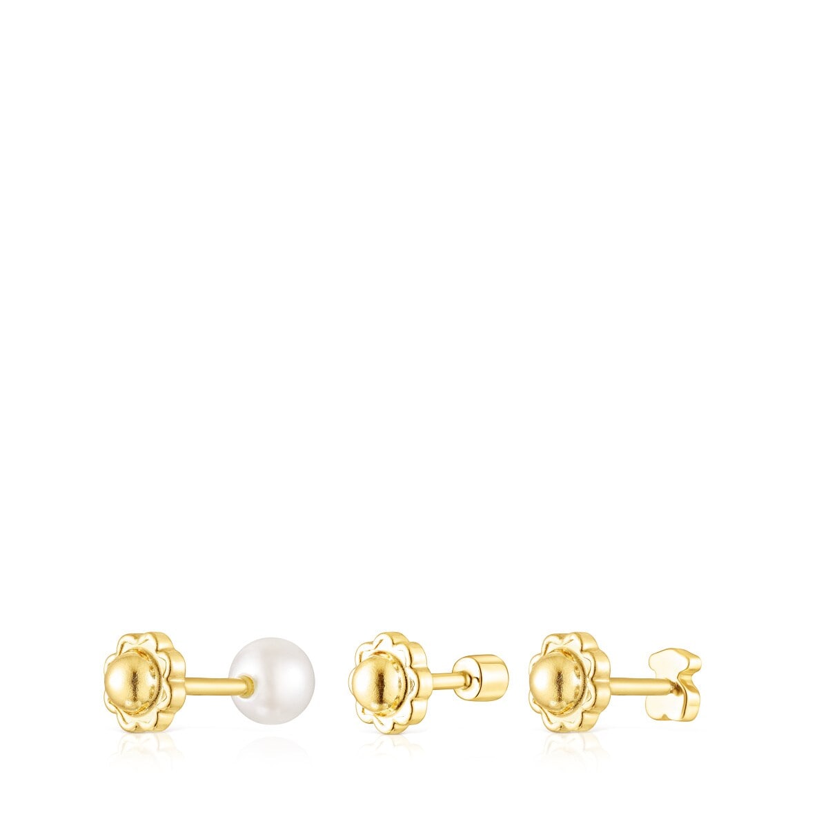 Pack of gold TOUS Pearl ear Piercings with diamond and pearl