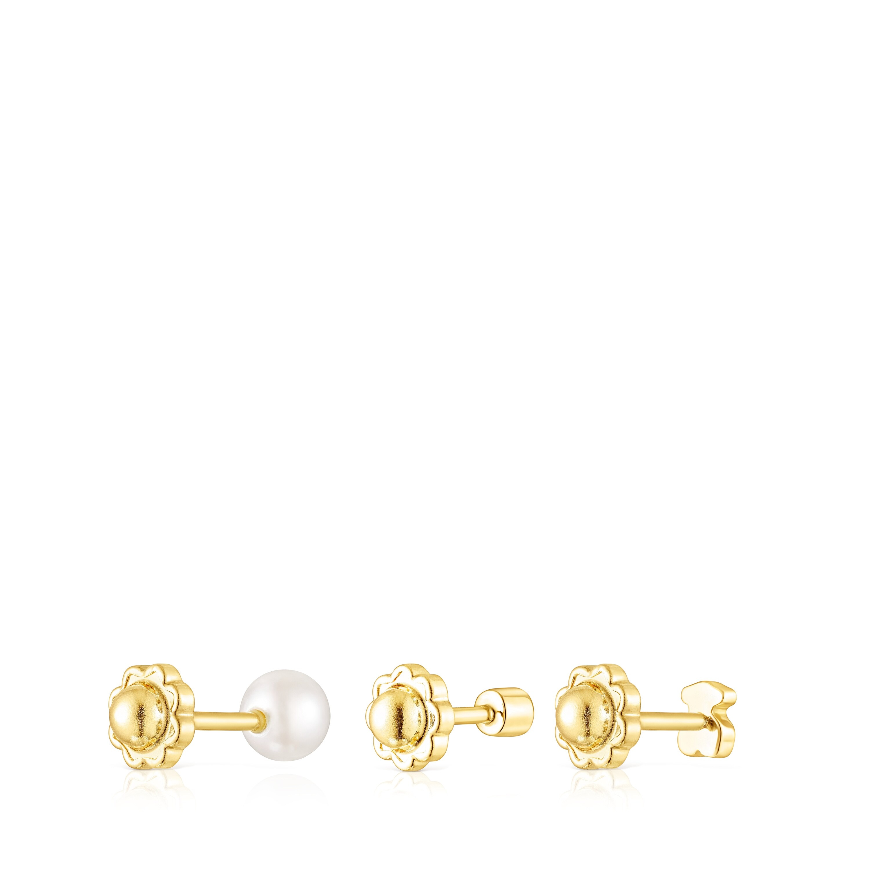 Pack de Piercings de oreja TOUS Pearl de oro con diamante y perla