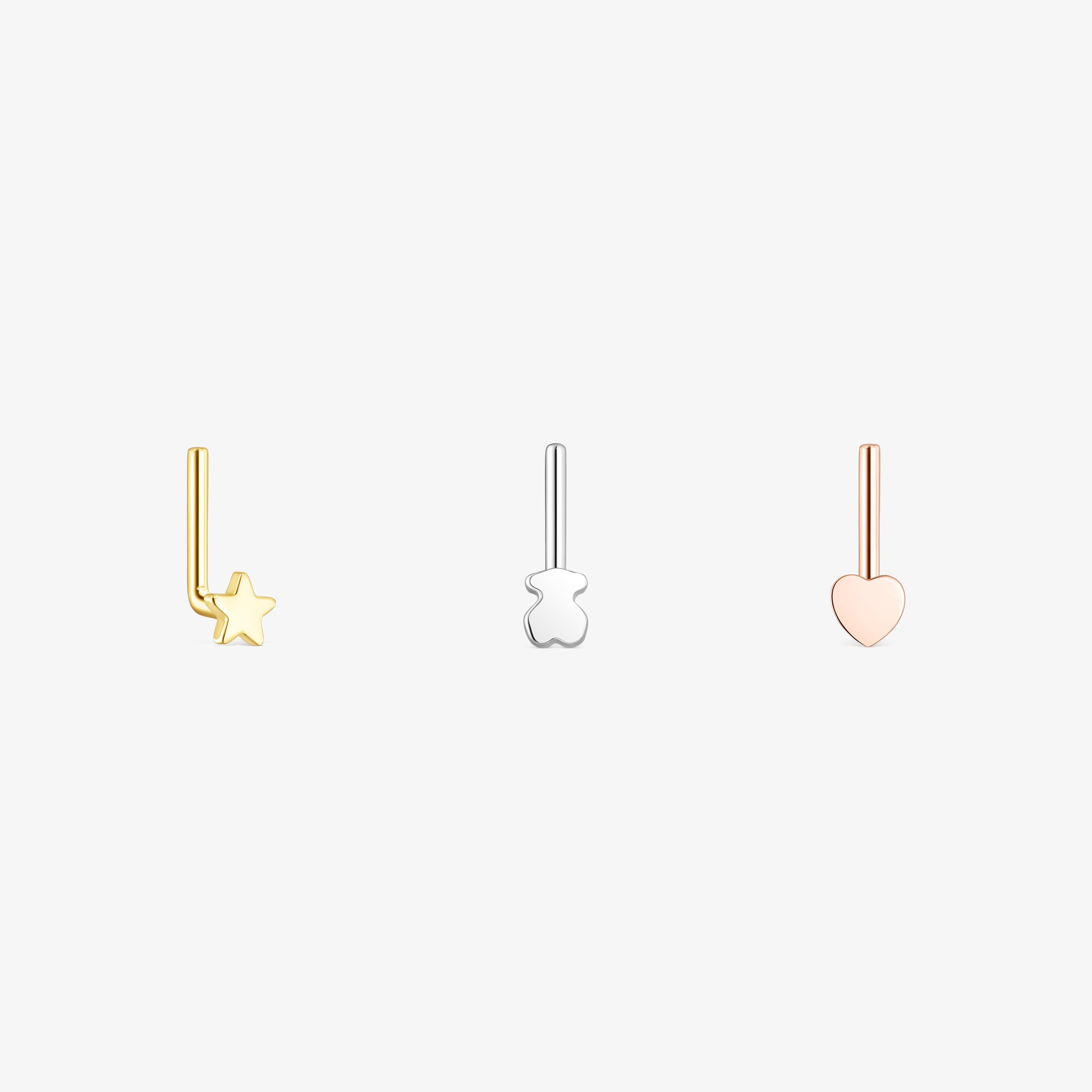Pack of tricolored steel TOUS Basics nose Piercings
