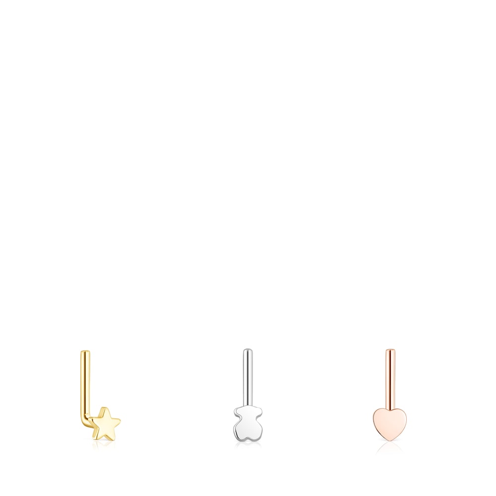 Pack of tricolored steel TOUS Basics nose Piercings