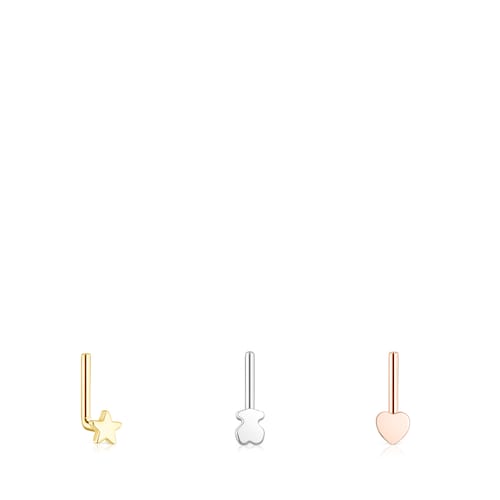 Pack de Piercings de nariz TOUS Basics de acero tricolor