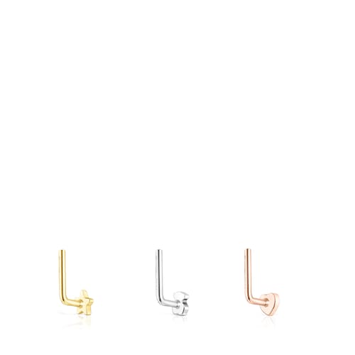 Pack de Piercings de nariz TOUS Basics de acero tricolor