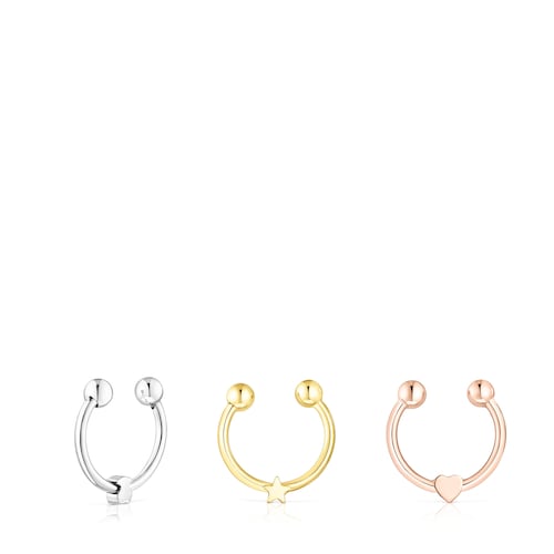 Pack of tricolored steel TOUS Basics septum Rings