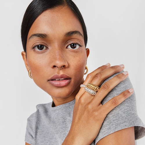 Pack of tricolored steel TOUS Basics septum Rings