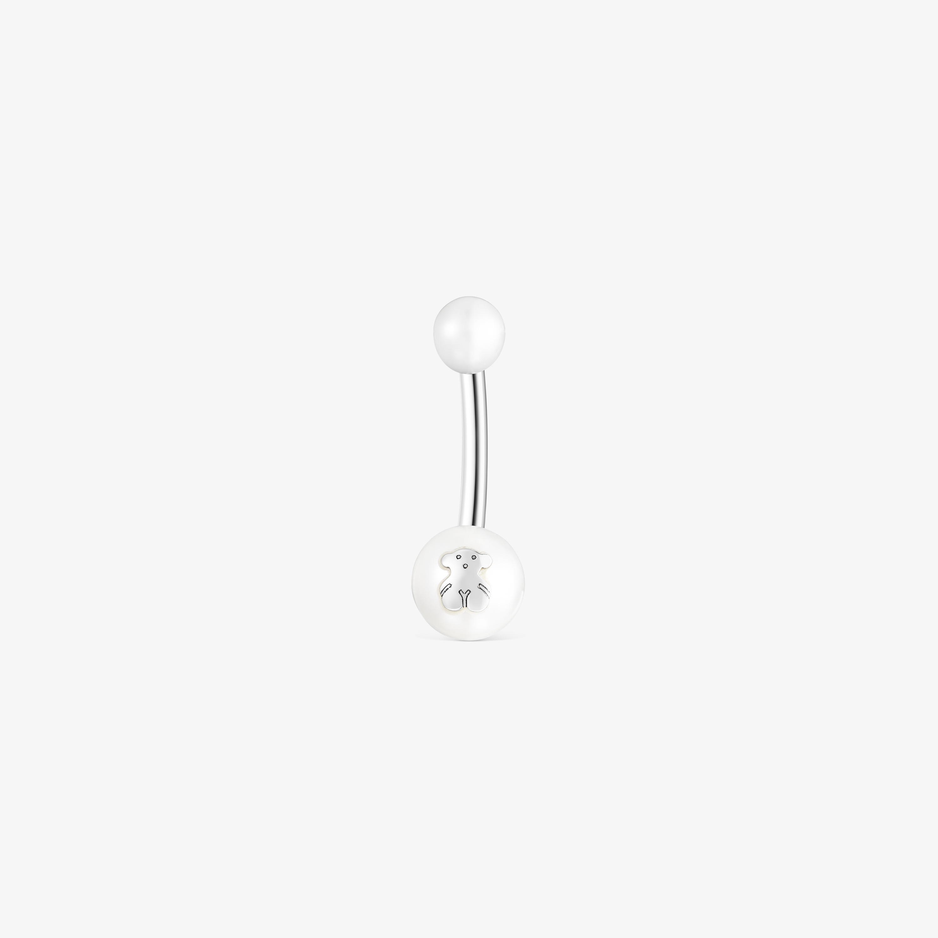 Steel TOUS Pearl navel Piercing with pearls