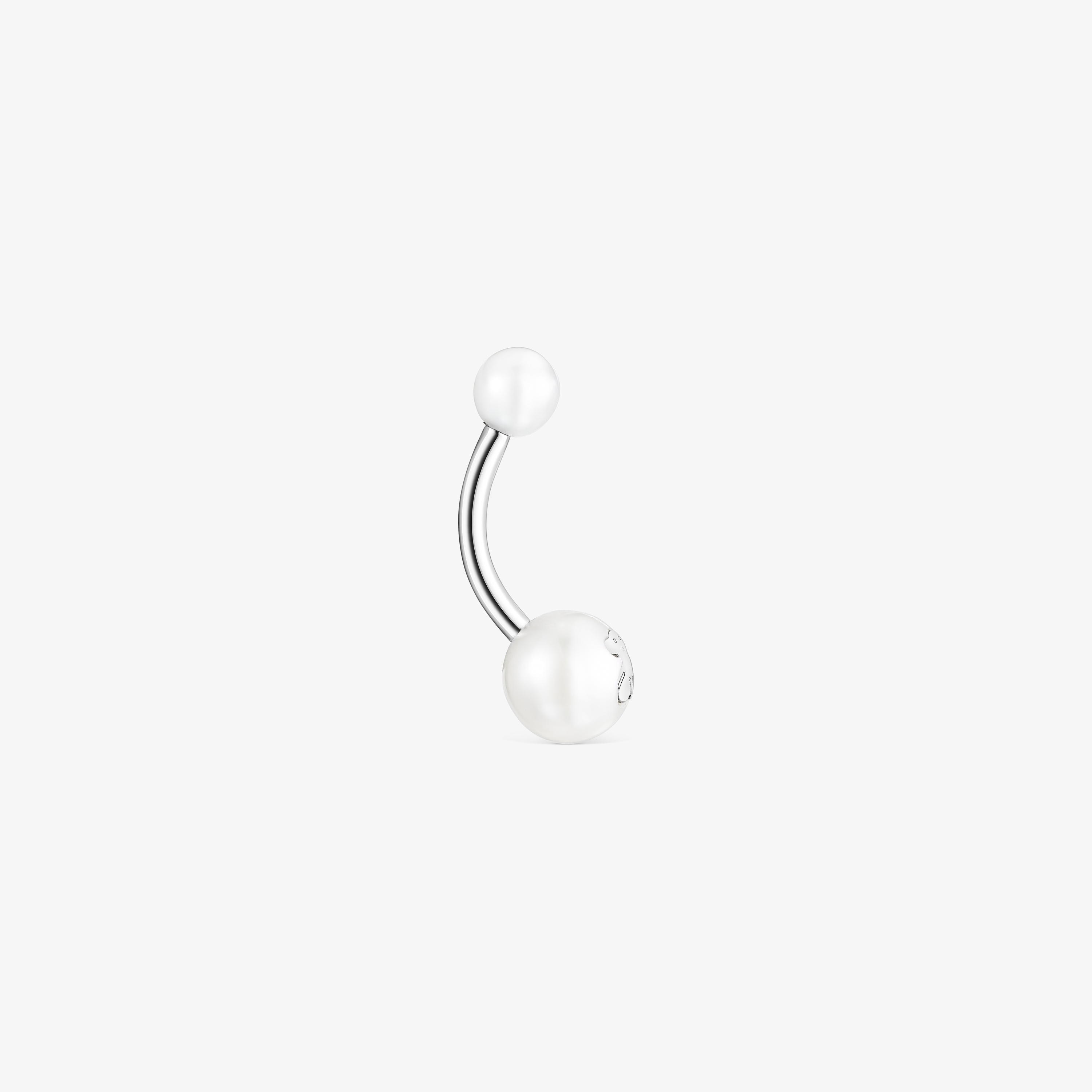 Steel TOUS Pearl navel Piercing with pearls