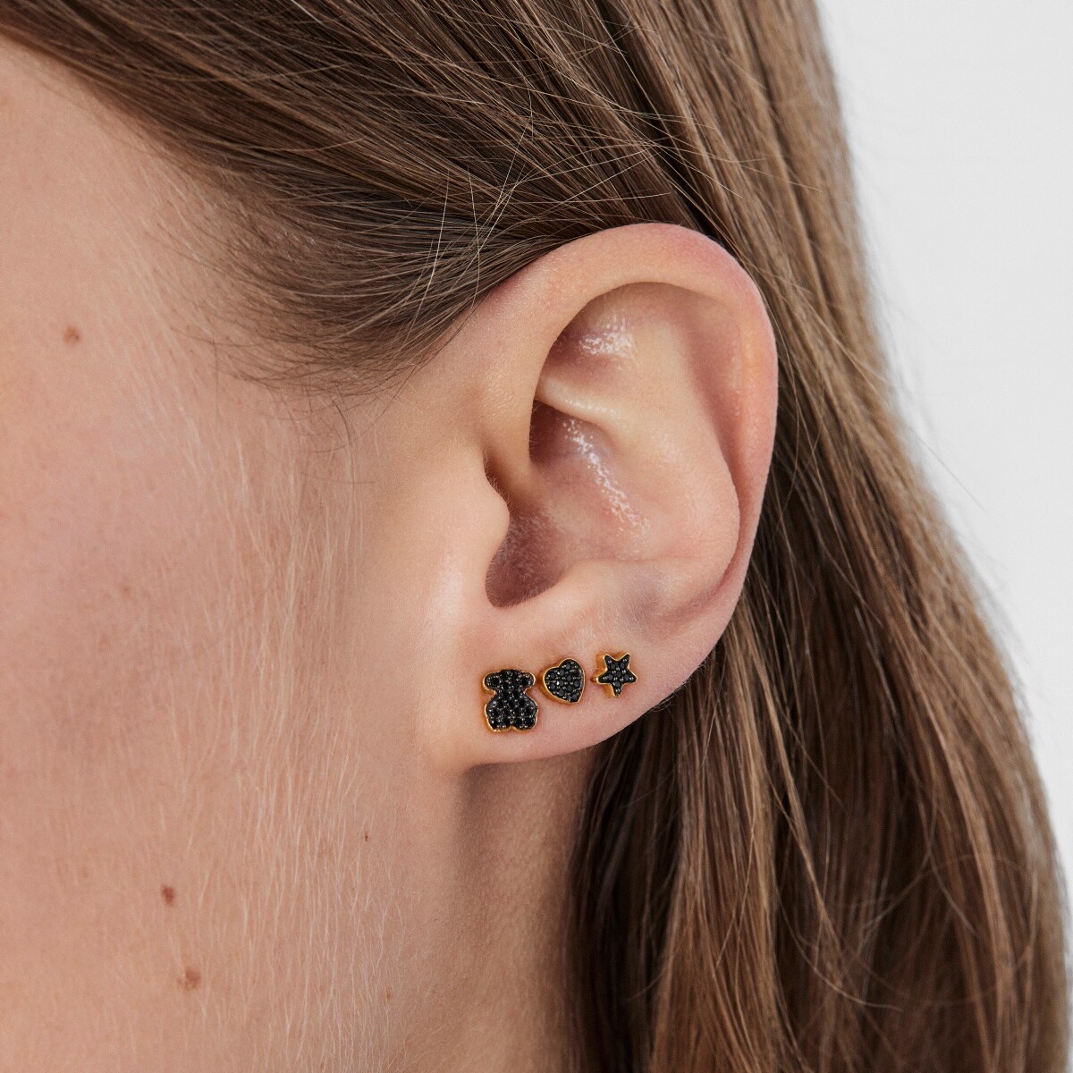 Pack of silver vermeil TOUS Basics ear Piercings with spinel