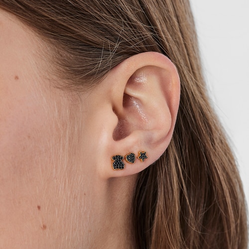 Pack of silver vermeil TOUS Basics ear Piercings with spinel