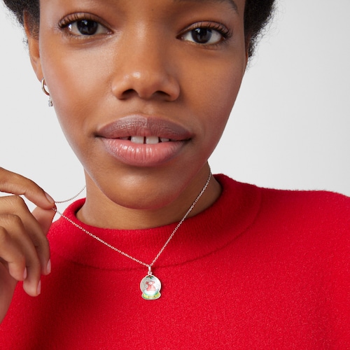 Silver Xmas Collection snow ball Pendant with mother-of-pearl  