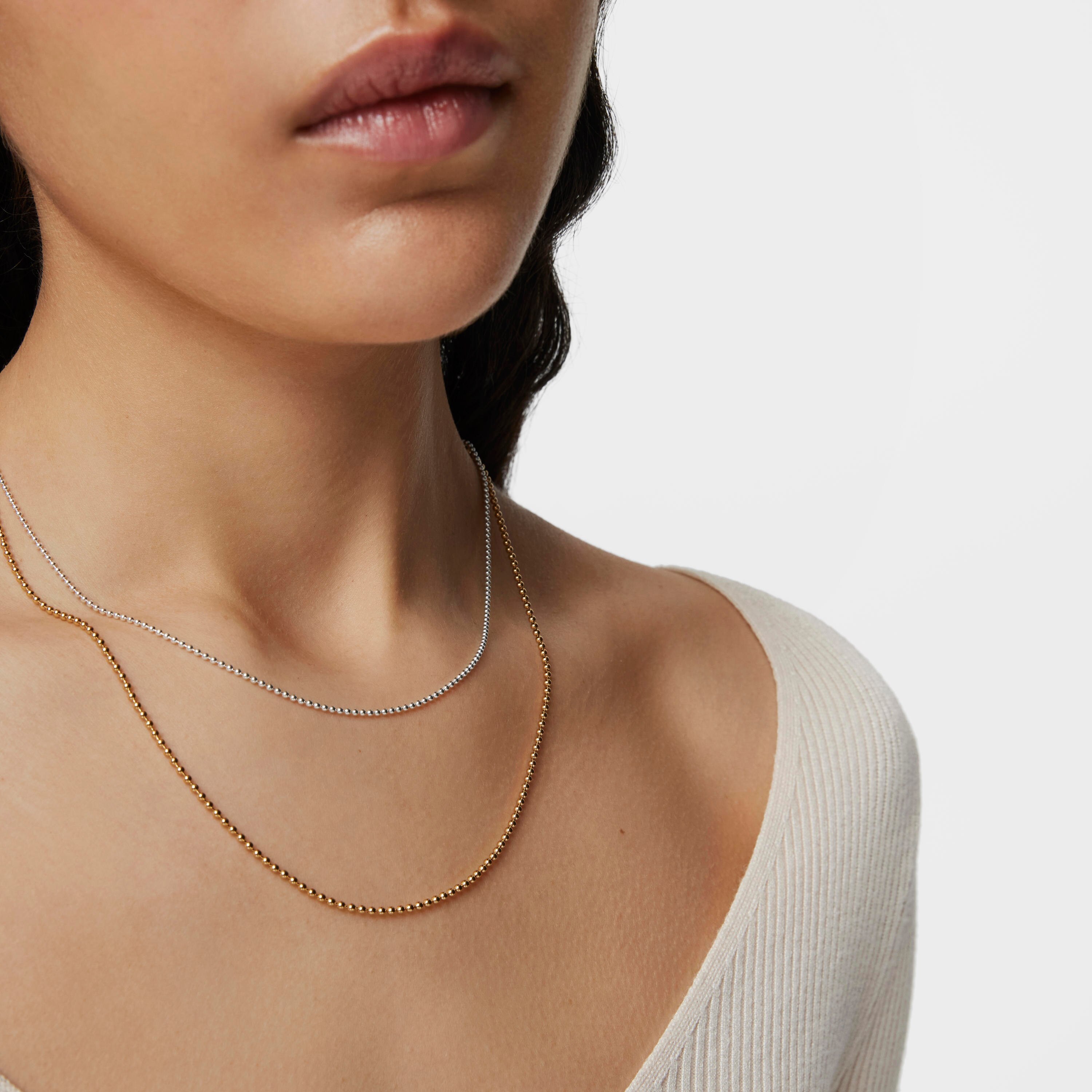 Medium Chain with 18kt gold plating over silver with 1.8 mm balls measuring 50 cm TOUS Chain