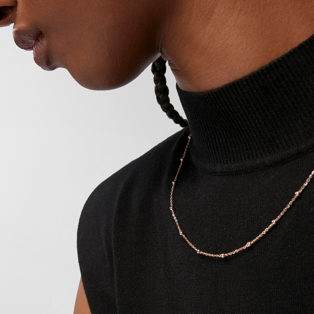 Collier ras du cou en argent plaqu&eacute; or rose 18&nbsp;ct et billes TOUS Chain