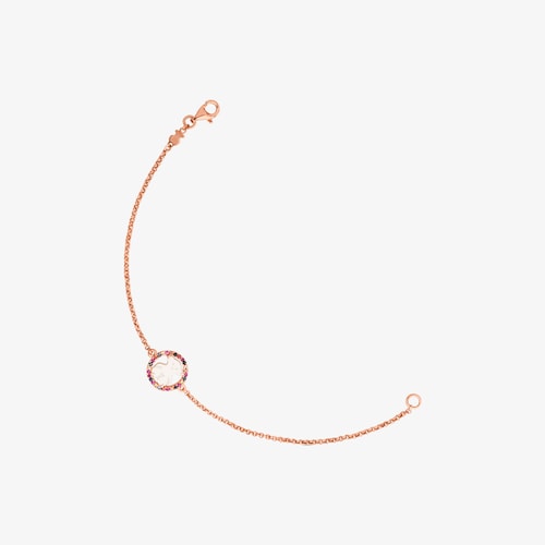 Armband Camille aus rosa Vermeil-Silber mit Perlmutt und mehrfarbigem Saphir