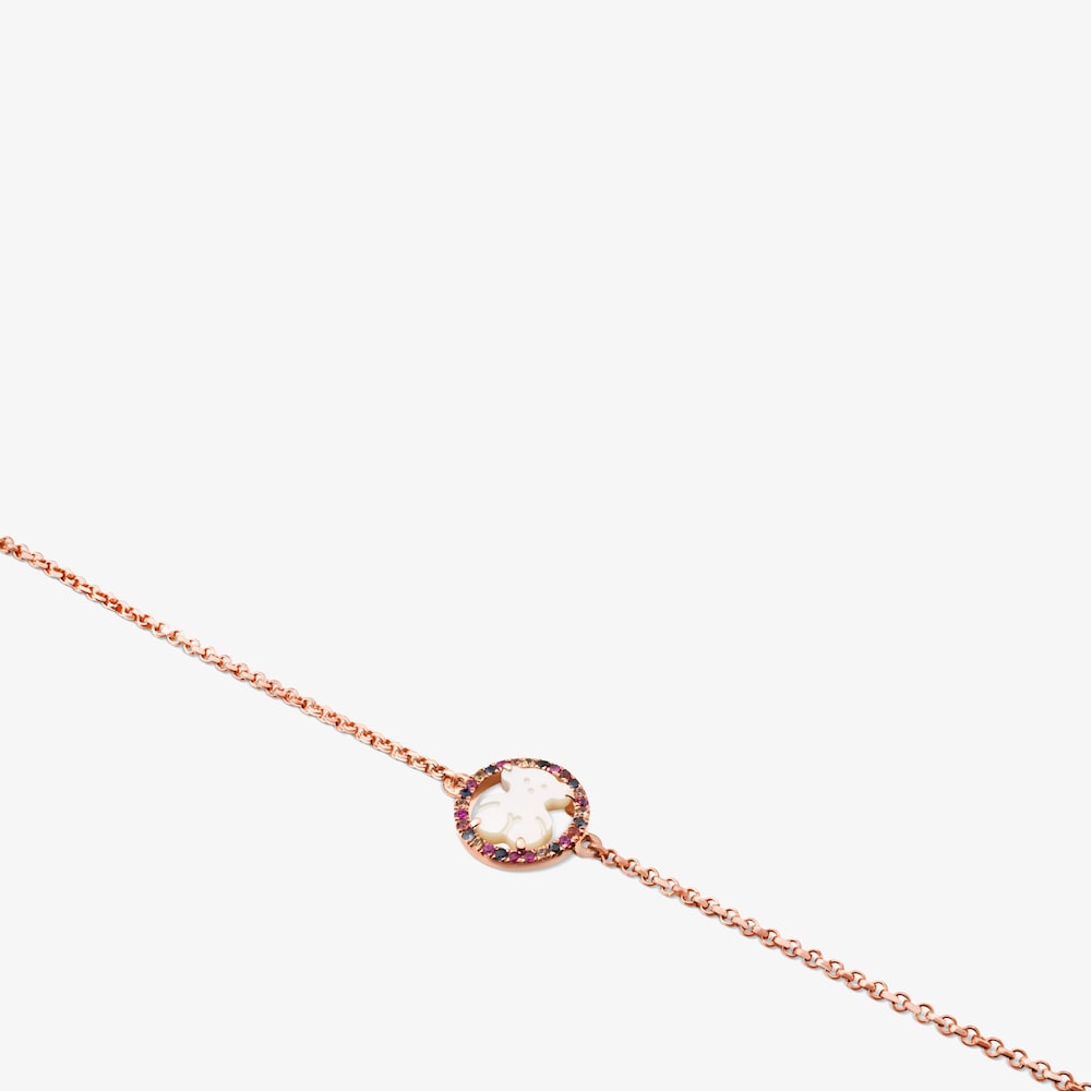 Armband Camille aus rosa Vermeil-Silber mit Perlmutt und mehrfarbigem Saphir