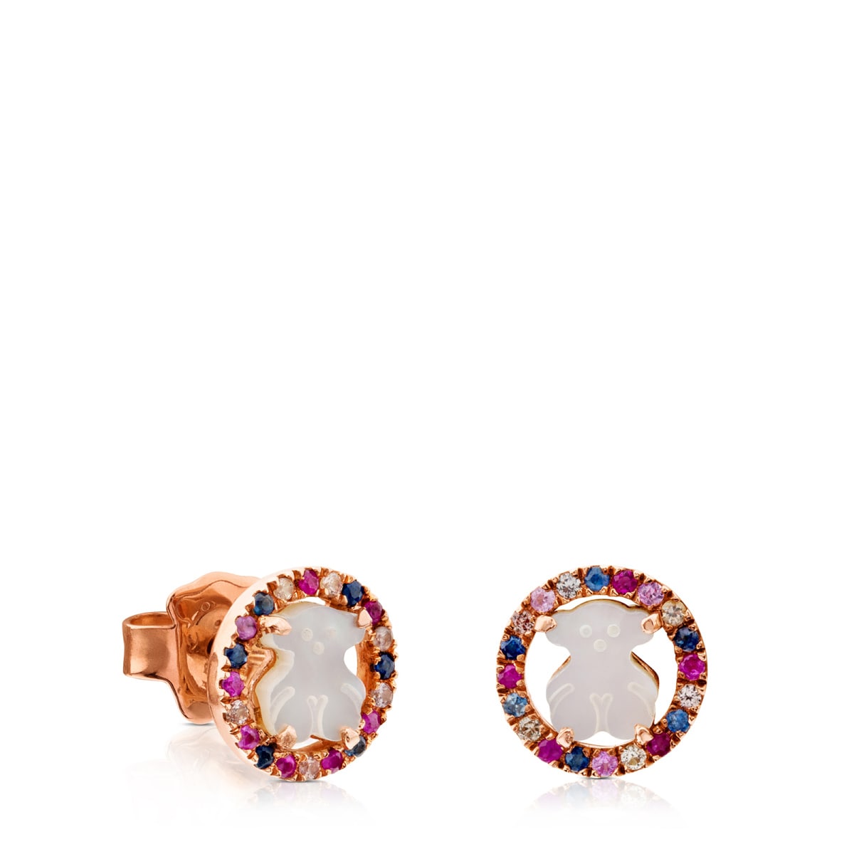 Tous - Pendientes Con Baño De Oro Rosa 18 Kt Sobre Plata Y Nácar Y Zafiro Multicolor Camille - Rosa