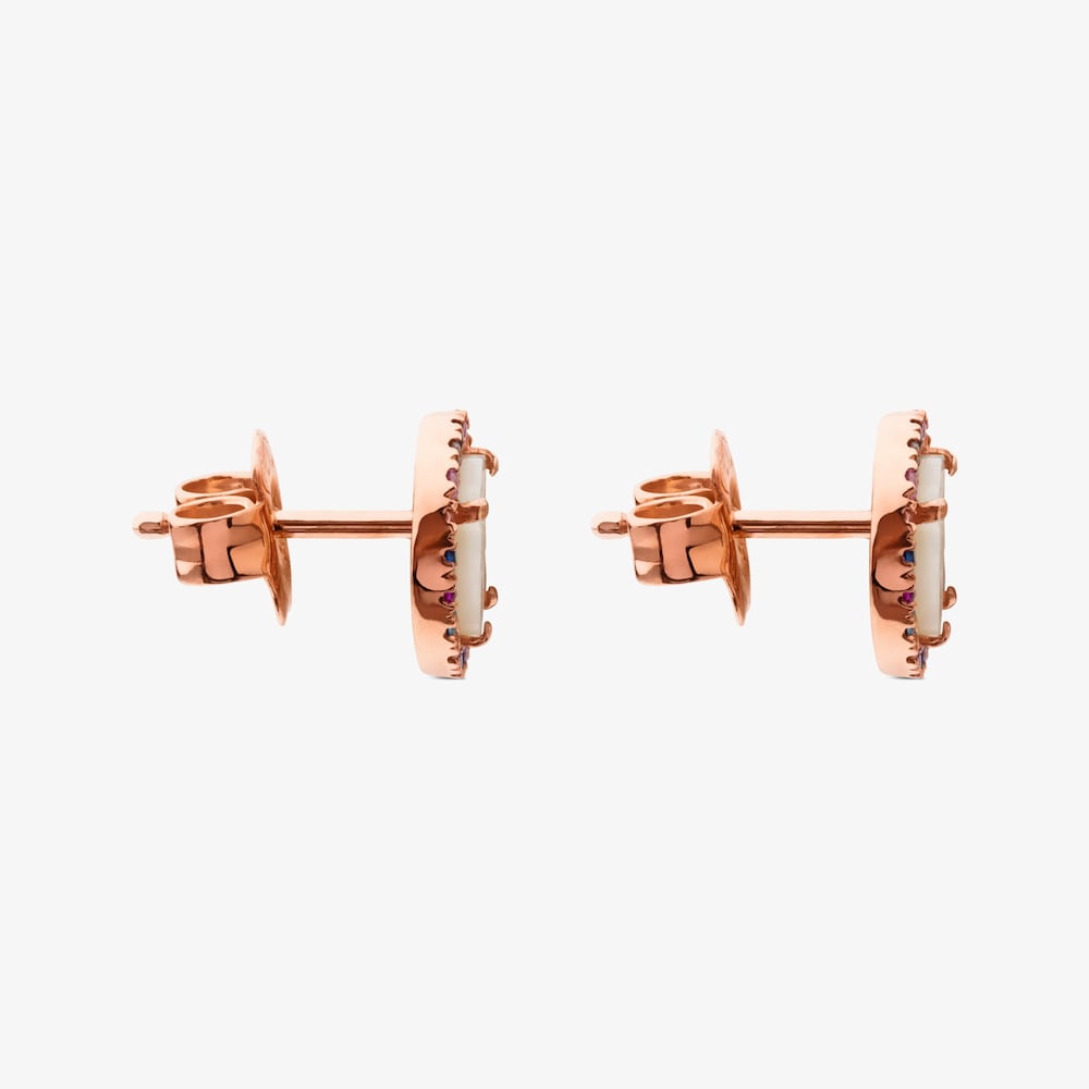 Pendientes con ba&ntilde;o de oro rosa 18 kt sobre plata y n&aacute;car y zafiro multicolor Camille